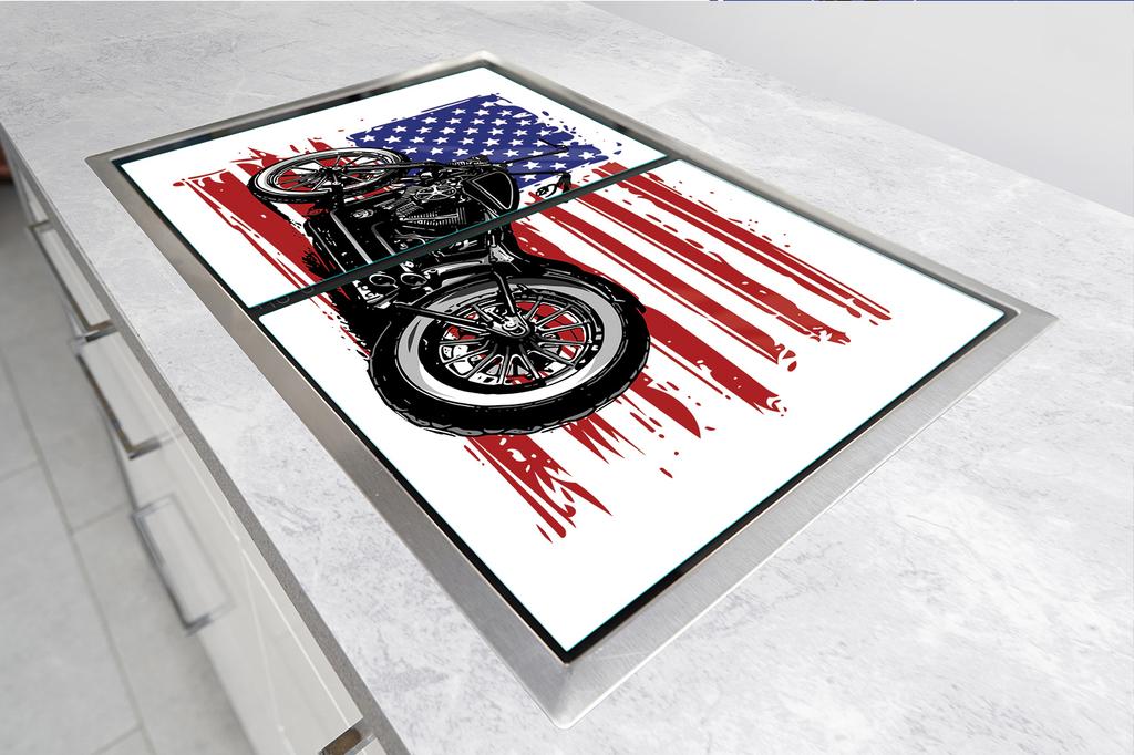 SZKLANA PŁYTA OCHRONNA NA KUCHENKĘ 90x52 MOTOCYKL
