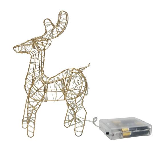3D Christmas Reindeer Decoration Battery Operated Prelit Iron Reindeer with 30 LED Lights Outdoor Indoor Lighted Standing Deer for Garden Yard Lawn