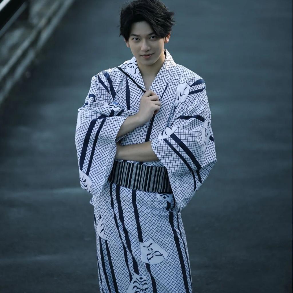 Studio Japanese Traditional Kimono Samurai Yukata Loungewear Men'S Kimono Suit Script Photography Photo Clothing