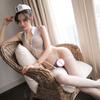 Women Bunny Girl Cosplay Costumes Backless Navy Bodycon Mini Dress Open Crotch Kawaii Lovely Tempatation Bodystocking