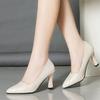 Fashion zapatos de mujer women fashion sweet black patent leather spring slip on stiletto heel shoes lady beige office work pumps ea610