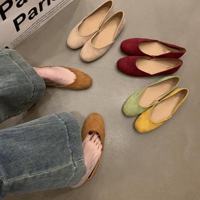 Chaussures Mary Jane rétro en daim à semelle souple pour femmes, nouvelles chaussures rouges à petit bout blanc clair, polyvalentes avec une jupe, chaussures simples
