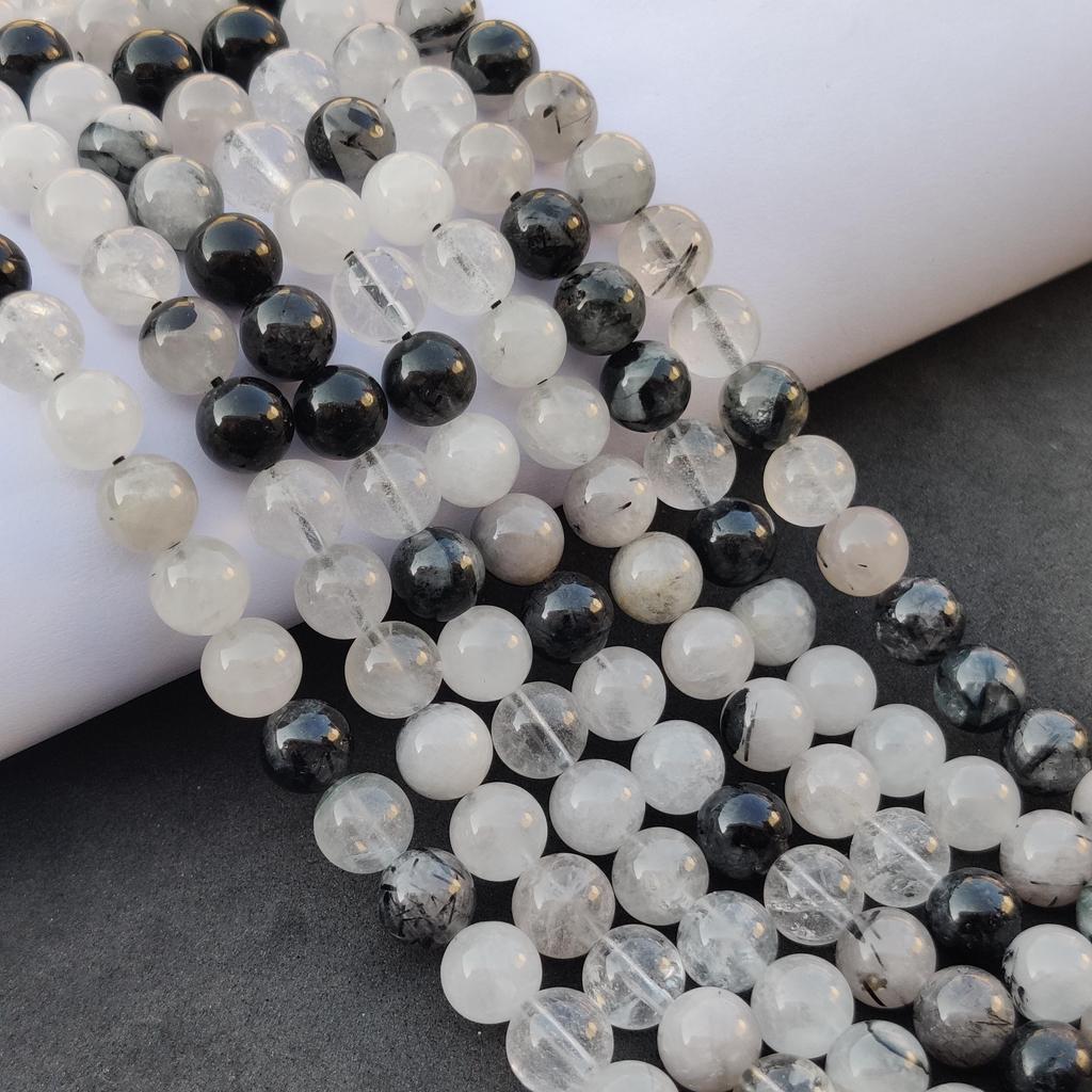 Black Rutile Plain Round Natural Beads, Black Rutile Plain Beads, Black Rutile Smooth Beads, 6mm 8mm 10mm Size, 14-15 Inch Strand Beads.