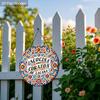2D Flat Gorgeous Lacocina Round Wooden Sign, Charming Decorative Plaque with Flowers Pattern Design, Ideal for Outdoor, Lawn, Home Decor