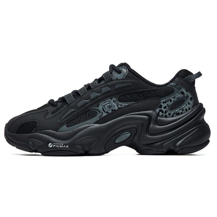 Fila Pantera Fabric Synthetic Leather Round Toe Lace-Up Low-Top Casual Shoes Women Sneaker Black F12W121105FBK