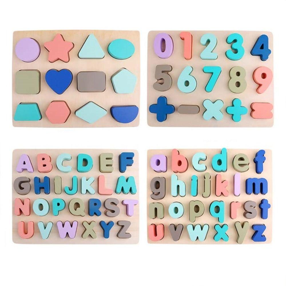 Early Education Alphabet Number Puzzle Mathematics Kids Puzzle Toys 3D Wooden Board  Children Baby