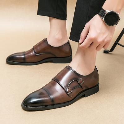 Große Herren-Freizeit-Lederschuhe mit drei Schnallen Herren Leder Business Gentleman Britischer Stil Anzug Herren Mengke Schuhe