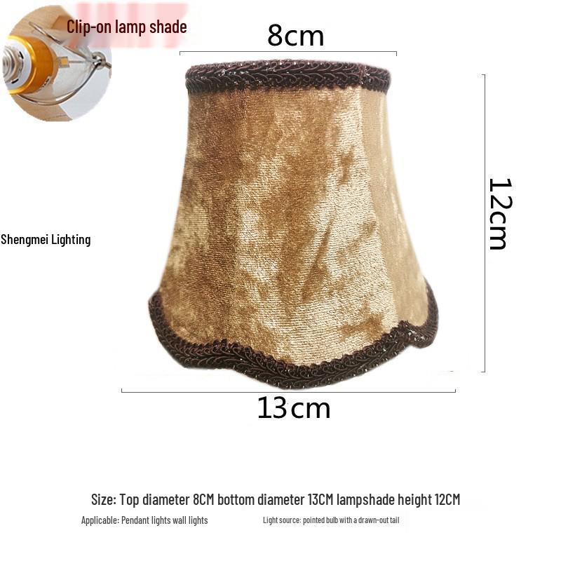 European Crystal Chandelier Fabric Lampshade, Clip-On, E27 Large Base, E14 Candle Bulb, Wall Light Shell Shade