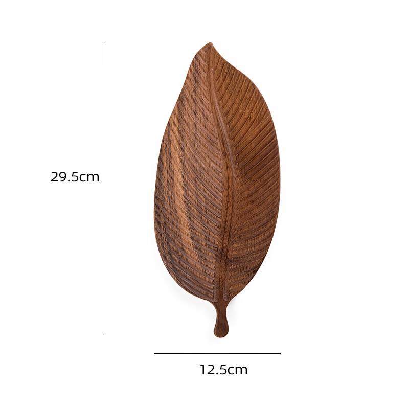 Walnut Wood Leaf Serving Tray Set