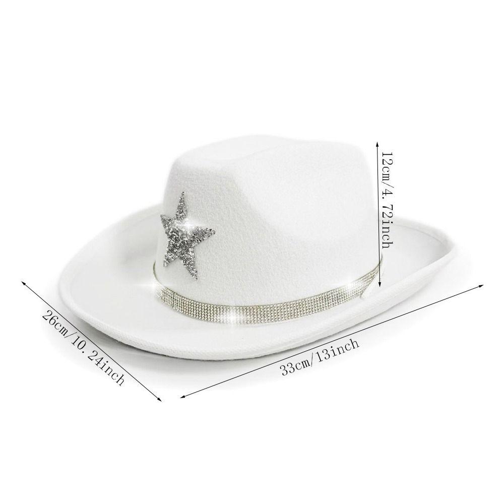 Sparkly Star Western Hat Rhinestone Cowgirl Hat Fashion Jazz Cap  For Dress-Up Party Festival