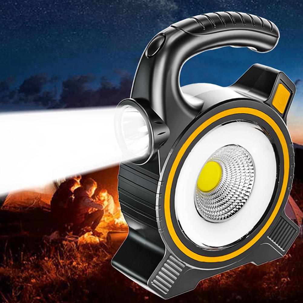 Portable Solar COB Work Lamp USB Rechargeable Camping Lantern Outdoor Emergency Powerbank Tent Flood Flashlight Repair Spotlight