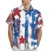 Men's Casual Stylish Flag Letter Print Shirt - Men's Lapel Short-sleeved Button-up Shirt