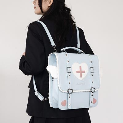 Women Kawaii Backpack PU Leather JK Style Travel Crossbody Bag Multipurpose Lolita Shoulder Handbags for Girls