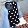 INS Polka Dots Printed Black Phone Case For iPhone 16 15 14 13 12 11 Pro Max XR XS Max 7 8 Plus MINI Creative Black Cover