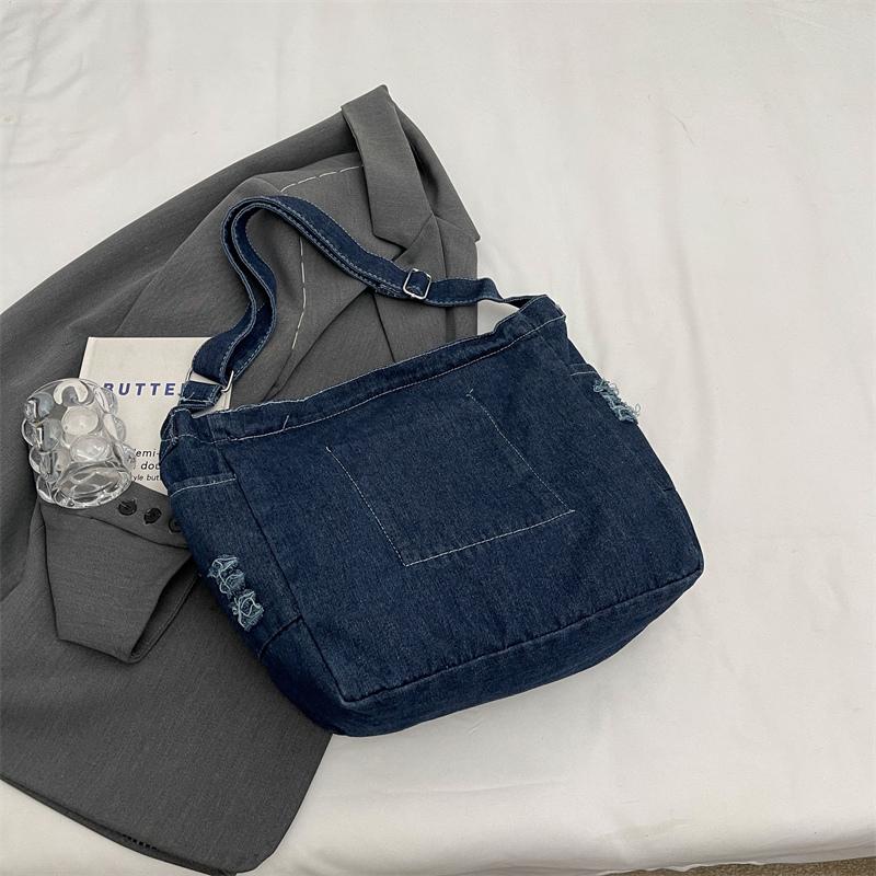 Dámská crossbody taška z denimu s velkou kapacitou, studentská taška messenger, nákupní taška
