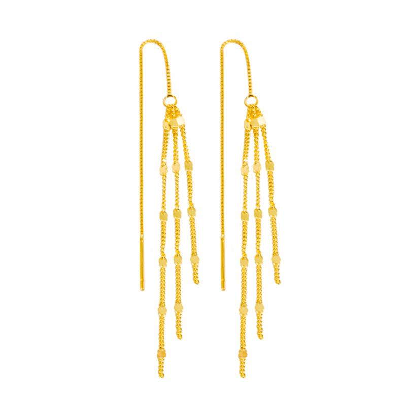 Banyan Tree S925 Silver Korean Tassel Earrings - Elegant Long Sequin Design for Women