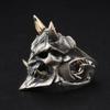 Adjustable Open Ring Men Women Vintage Demon Mask Skull Geometric Finger Copper Plated