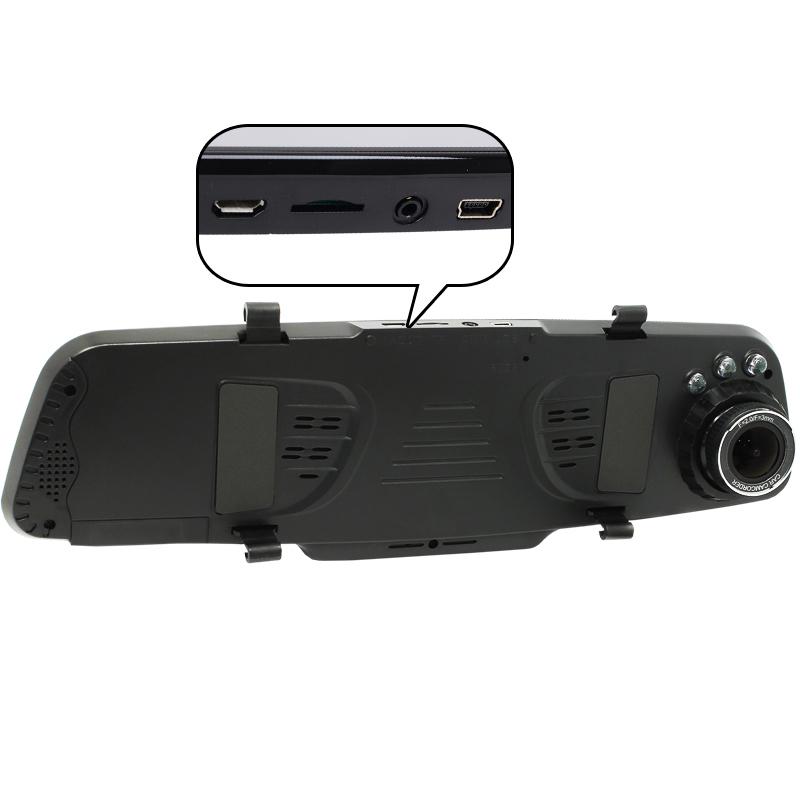 E-ACE Autospiegel DVR 4,3-Zoll-Dashcam FHD 1080P Videorecorder Doppelobjektiv-Rückspiegel mit 1080P-Rückfahrkamera