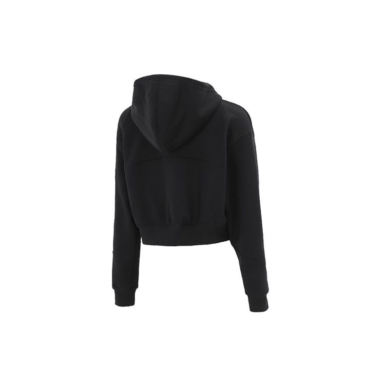 Nike Casual Sports Cropped Knit Hooded Jacket Women Outerwear Black DM6064-010