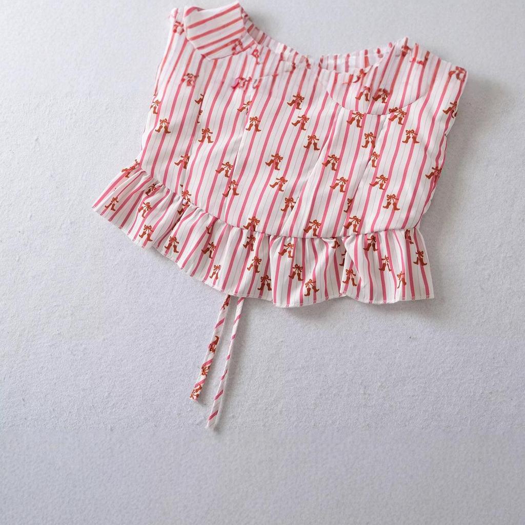 2025 Spring Women's European & American Striped Lace-up Vest Top: Fashionable, Simple, Versatile