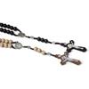 Wood Bead Cross Rosary Necklace Bead Chain Pendant Ornaments for Home Church Yoga Room Decorations Gift