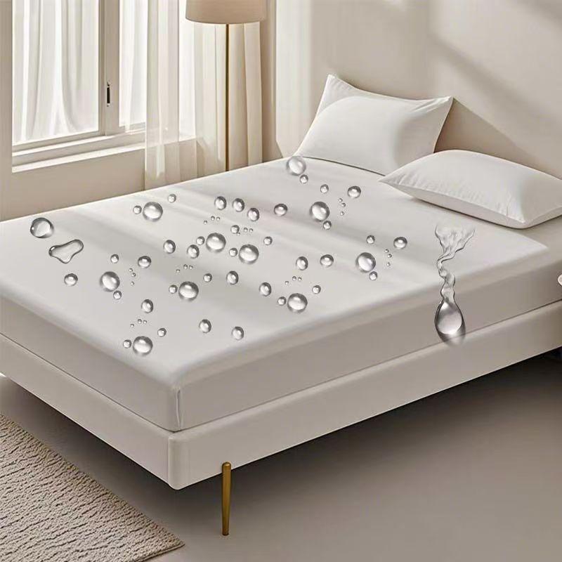 2026 New 99% Waterproof Bed Cover with Elastic Band Solid Fitted Sheet Smooth Breathable Mattress Pad Cover Anti Mites Bed Linens Multi Size