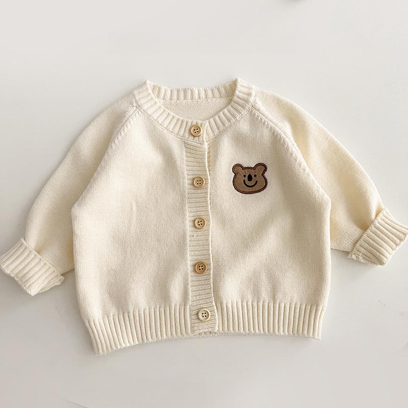 

Детский корейский вязаный кардиган, куртка, весна и осень, топ с длинными рукавами, мужской и женский детский осенний свитер 130 бежевый