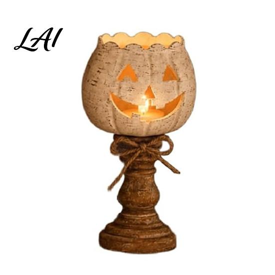 Harvest Theme Home Decorations Rustic White Pumpkin Tealight Candle Holder Set Farmhouse Halloween Tea Light Party Table Accents Holders Decor Fall