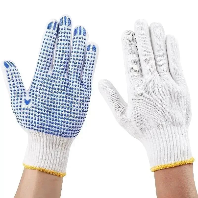 12 Pairs Work Gloves With Anti Slip Grip PVC Dots Safety Cotton Protection For Painter Mechanic Industrial Construction