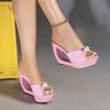 11CM Pearl Transparent Open Toe Platform Thin Heels Wedding Bridal Sandals LFD-1107WG-Q3-1