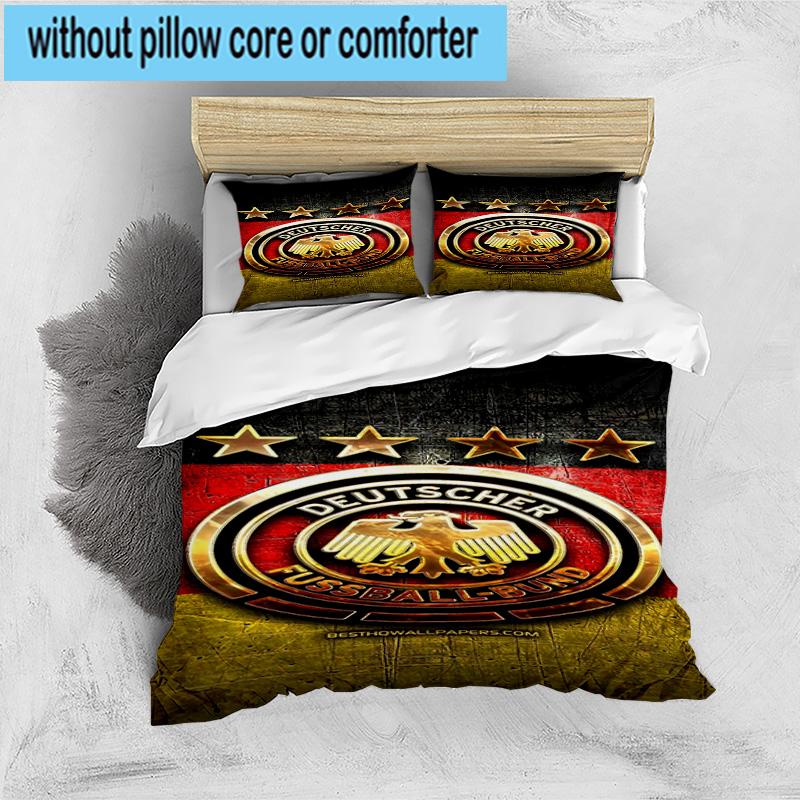 3pcs Germany Football Emblem Printed Bedding Set Duvet Cover Closure Includes 1 Duvet Cover & 2 Pillowcases Bedding Sets Home Decor Gifts