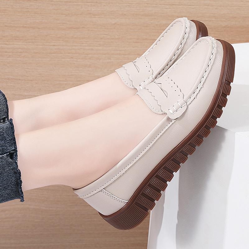Weiche Mokassins für Damen zum Hineinschlüpfen, lässig, elegant, für den Sommer, atmungsaktives Leder, schwarze Mokassin-Schuhe