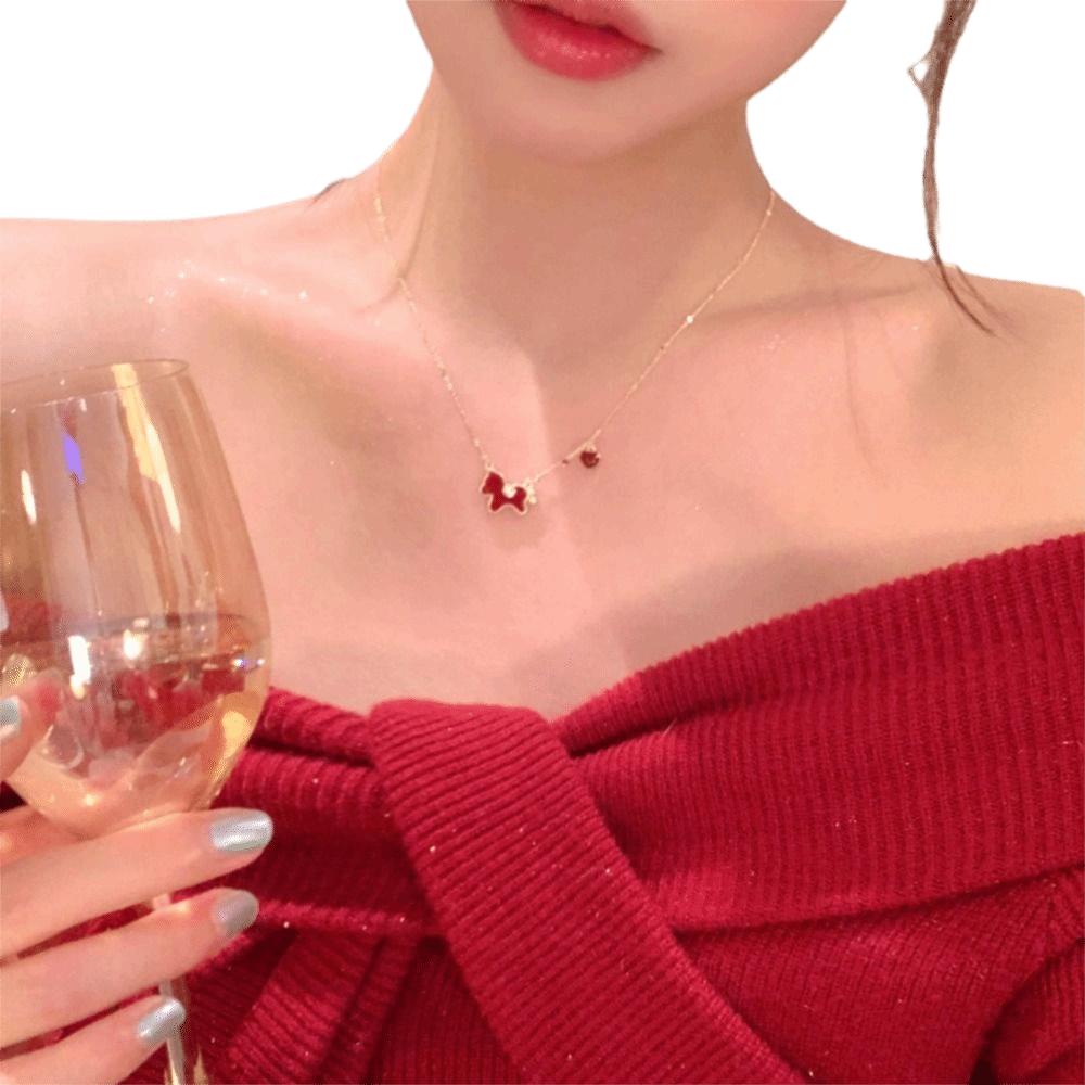 Fashion Horse Pendant Necklace Cute New Year Collarbone Chain Red Pony Necklace New Year Gift