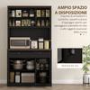 Tall Kitchen Sideboard with 4 Cabinets. 2 Drawers and a Central Shelf. 100x40x180cm. Black