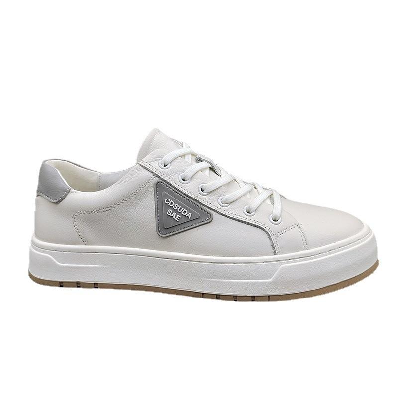 

Трендовая обувь мужская кожаная обувь для скейтборда 2025 осень повседневная мужская обувь трендовая универсальная новая корейская версия ленивые маленькие белые туфли мужские 44 белый