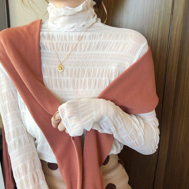 2025 Early Autumn Chic Lace Mesh Blouse for Women