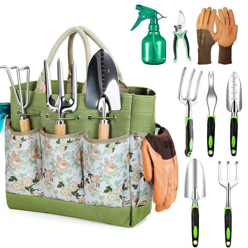 Hot Wooden Handle Stainless Steel Garden Tool Set Gardening Flower Kettle Gardening Tool Set