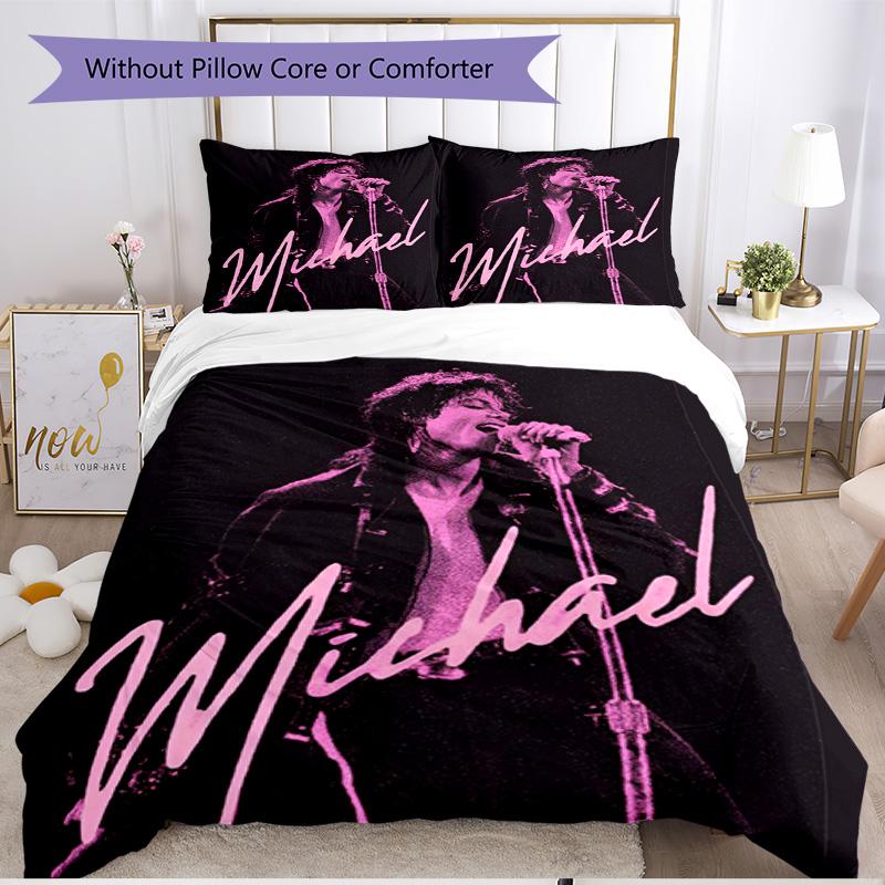 3pcs Duvet Cover Set (1*Duvet Cover + 2*Pillowcase, Without Core), Michael Jackson Print Soft All‑Season Bedding Set, Home Bedroom Decor Gift