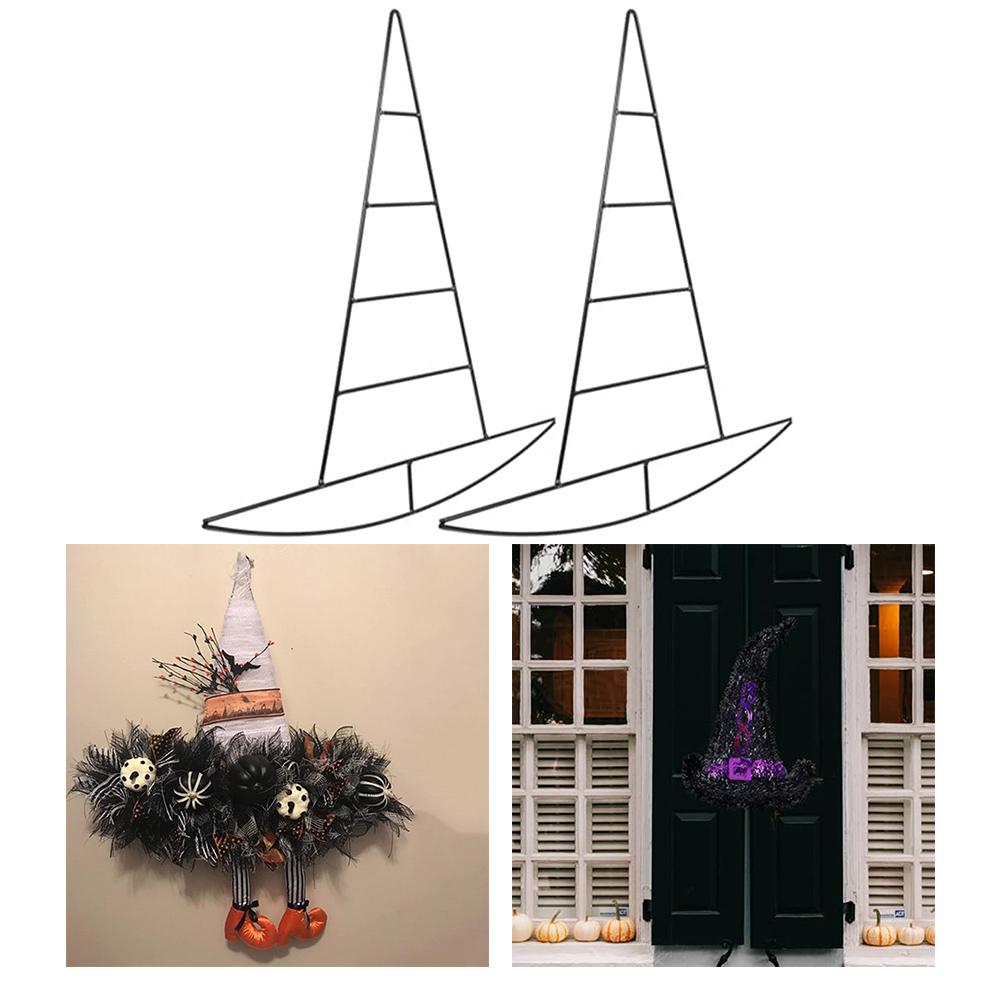 Stylish and Spooky Witch Hat Shaped Wreath Frame for Halloween Decor