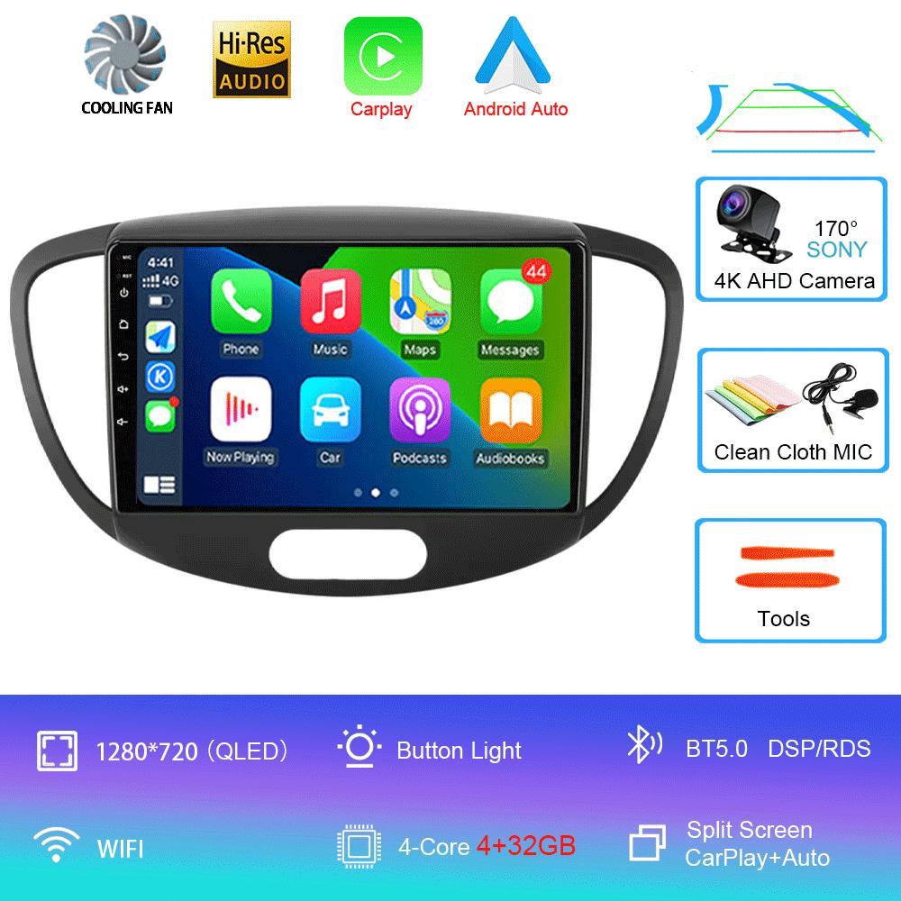 

Android 14 Carplay Auto Car Radio For Hyundai I10 2007 - 2013 GPS Recorder Multimedia video Player 4G+WiFi DSP
