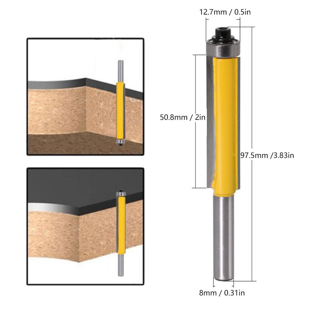 8mm Schaft Oberfräser Holzbearbeitung Fräser Mit Lager Bündigfräser zum Bündigfräsen(8*12.7*50.8mm )