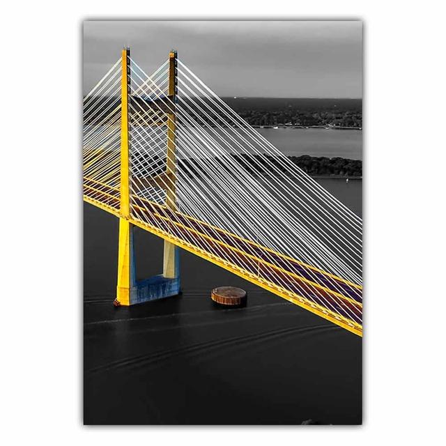 Fashion Retro Art Landscape Canvas Painting Yellow Sailboat Poster Office Wall Painting for Living Room Home Decoration Mural No Frame