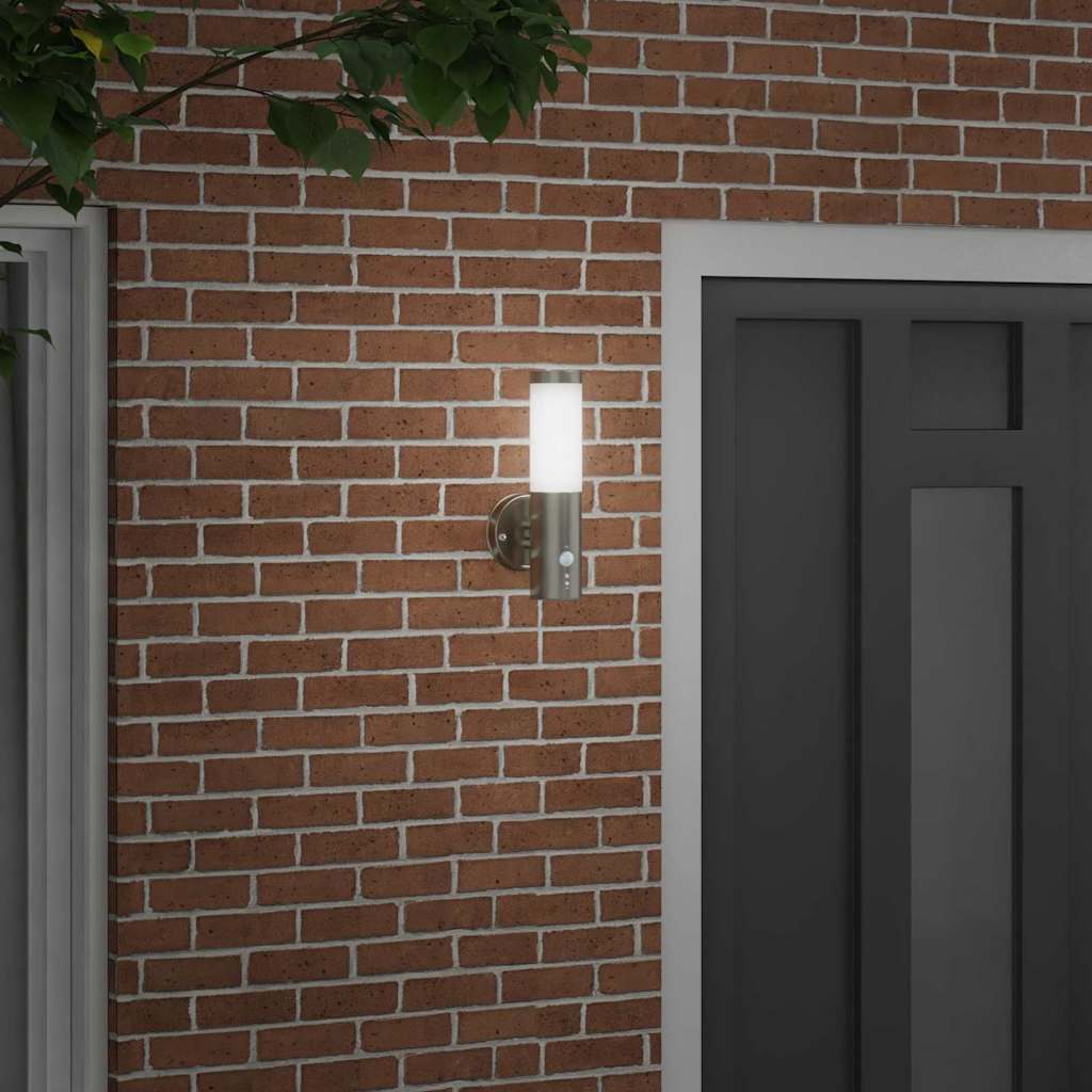 Outdoor Wall Lamp Silver 15 x 7.5 x 33 cm Stainless Steel and Plastic