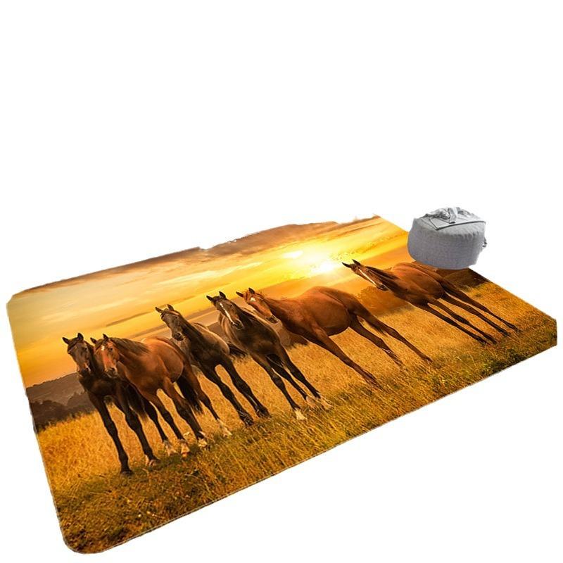 Wild Horse Carpet, European Pastoral Entrance Carpet, Coffee Table, Bedroom, Full Mat In Front Of Bed
