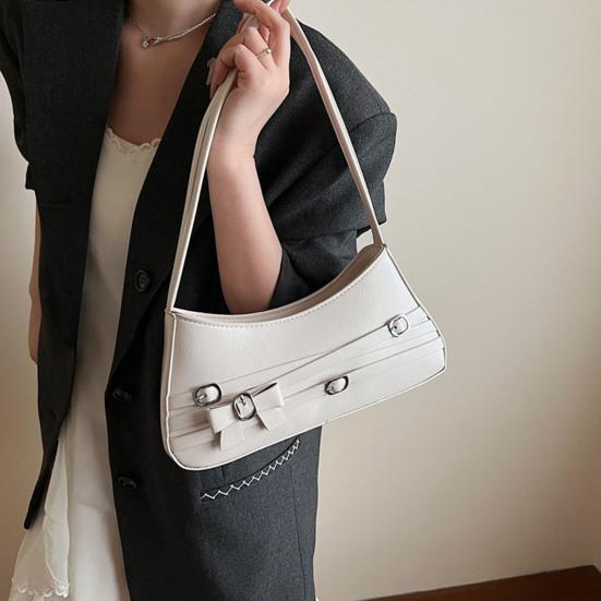 Women Hobo Handbag Faux Leather Bow Shoulder Bag Vintage Clutch Purse Underarm Bag for Street Work Party Date