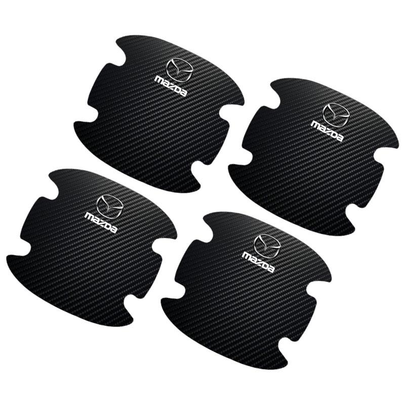 4PCS Car Door Handle Protection Sticker Emblem Car Decoration Styling For Mazda 3 7 8 Atenza Axela 5 6 323 500 RX7 RX8 CX9 CX30 CX7 CX6 CX5