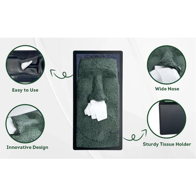 Decorative Resin Tissue Box Holder for Home Bathroom Countertops; Square Night Stand Facial Tissue Case Facial Paper
