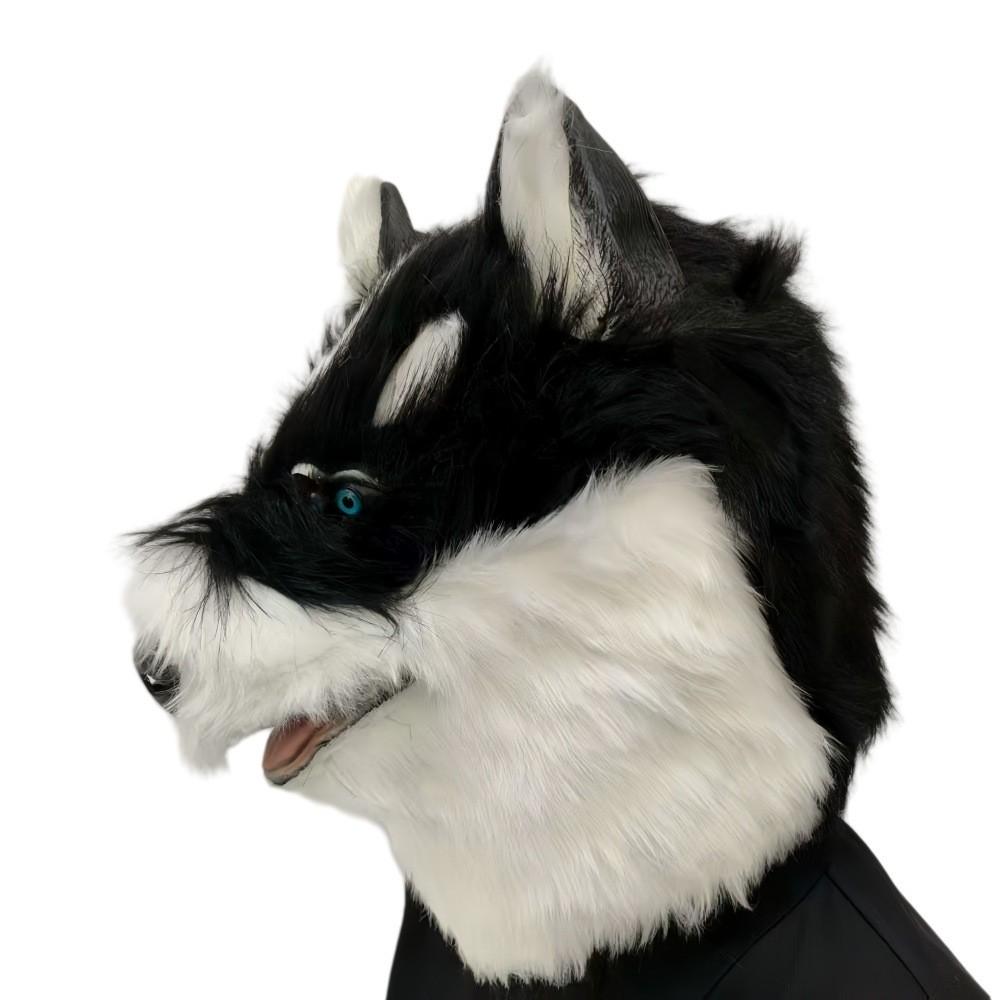 Plush Husky Head Mask With Funny Animal Costume For Halloween And Party Events