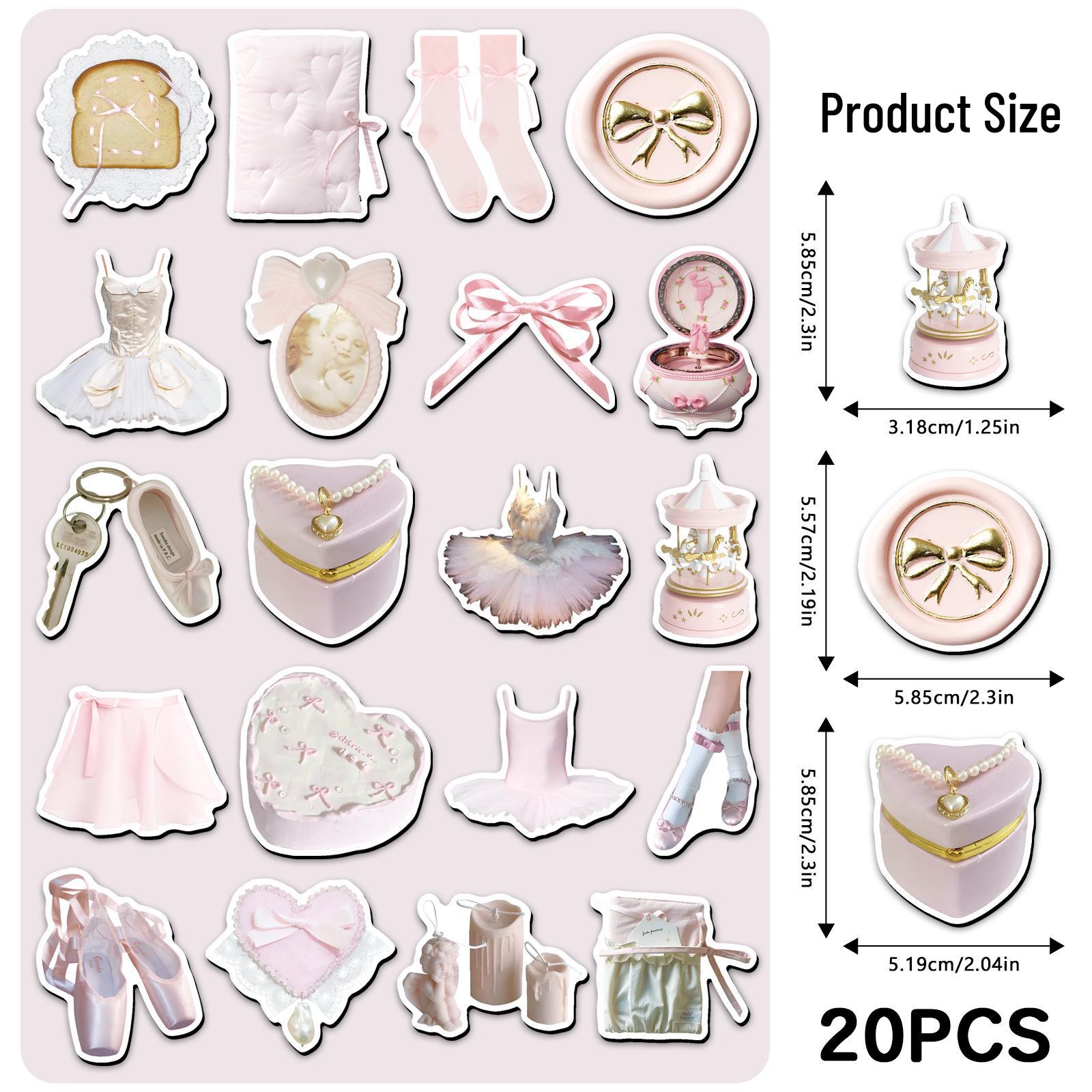 20 Soft Heart Magnets - Korean Style Ballet-Inspired Decorative Refrigerator Stickers