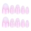 24 Pcs Short Round False Nail Simple Artificial Nail Pink Gradient Stick On Nail Glossy Press On Nail for Woman